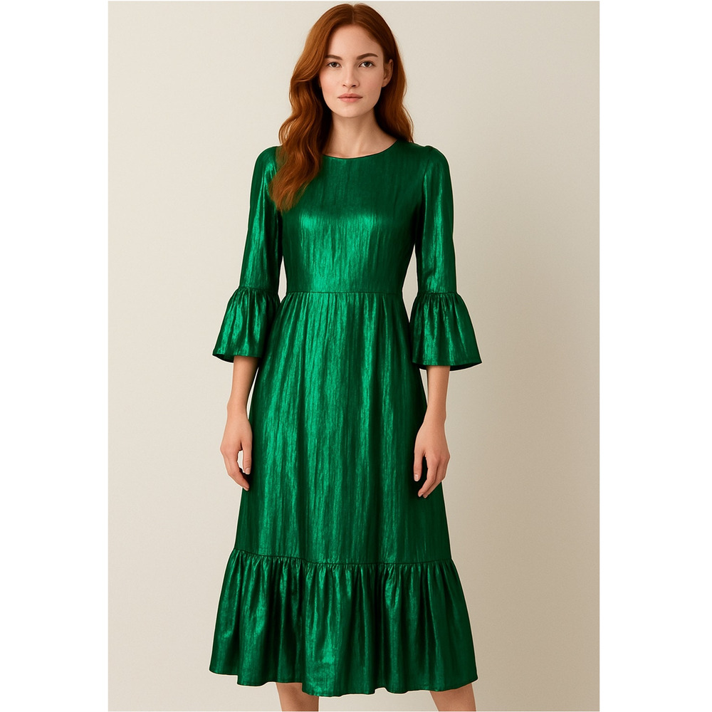 Pomander Place Shimmering Emerald Maxi Dress